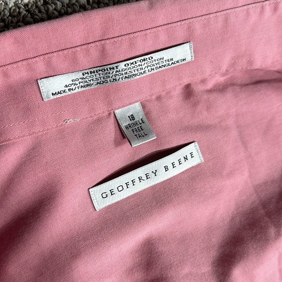 Geoffrey Beene Mens Button up Size 18 TALL Dress Shirt - Picture 3 of 4